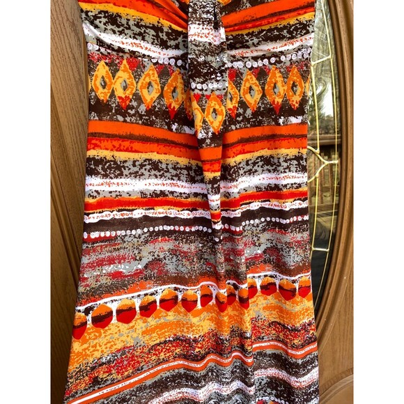 90s Body central Size Small multicolor ethnic bandeau Stretchy maxi dress hippie - Picture 8 of 10